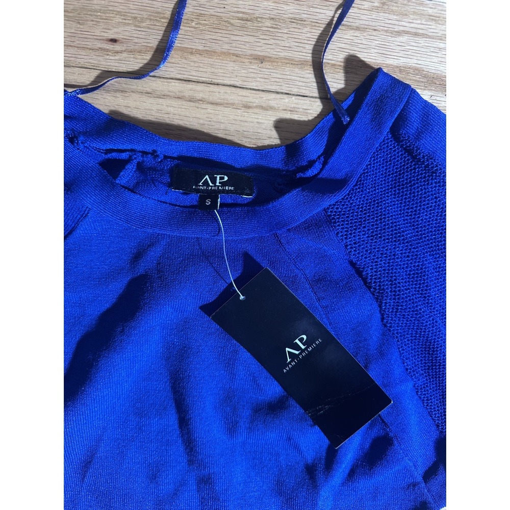 Avant Première Royal Blue Knit Bodycon Dress Size Small NWT Long Sleeve - Picture 3 of 8